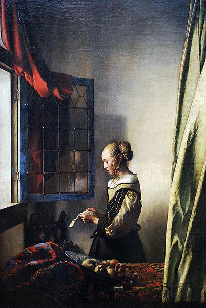 Girl reading a letter by an open window, Johannes Vermeer